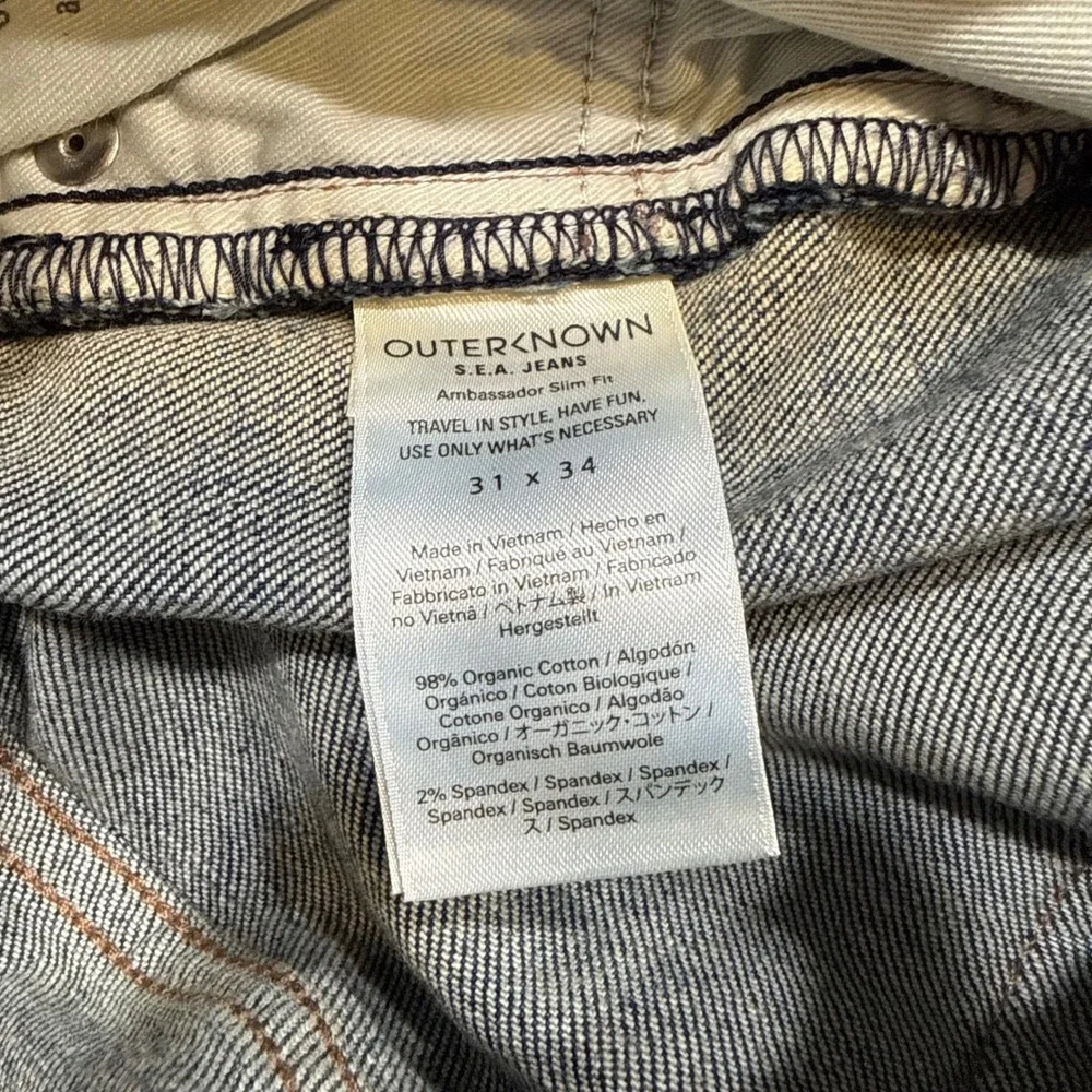 Outerknown Ambassador Slim Fit Jeans Worn Indigo Stretch NWT 31x34 Organic Denim
